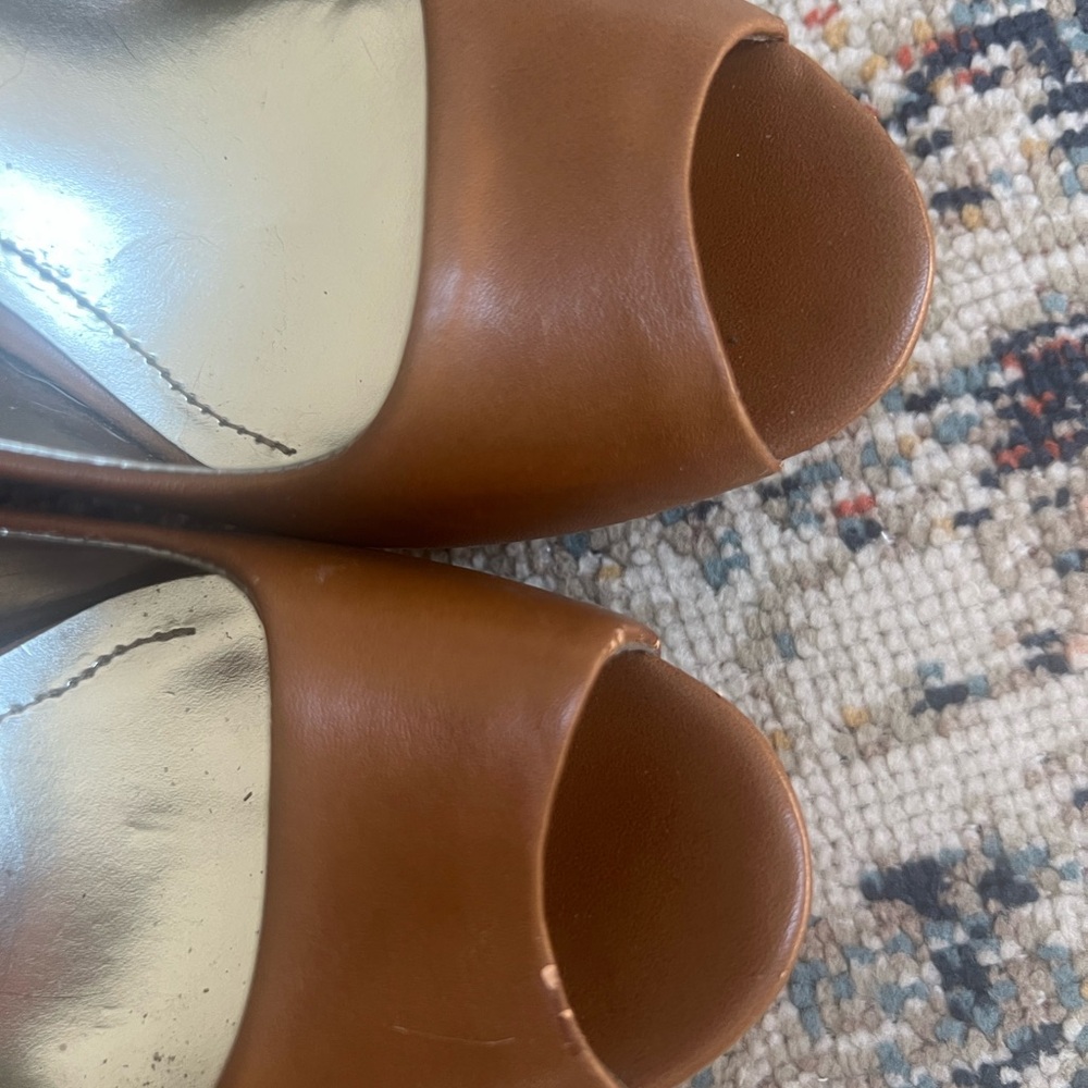 Style & Co Brown Peep Toe Heels - Picture 4 of 8